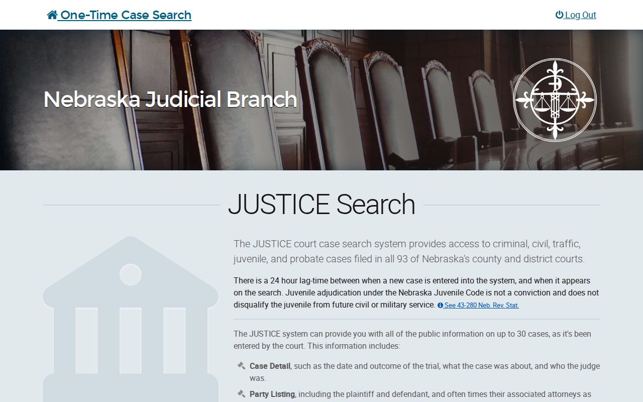 Hayes County court-record lookup source through Nebraska Justice